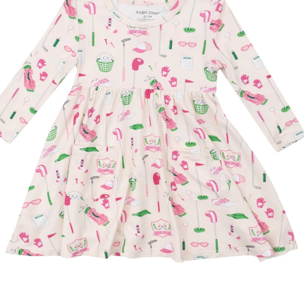 Angel Dear Long Sleeve Twirly Dress Golf Club Pink